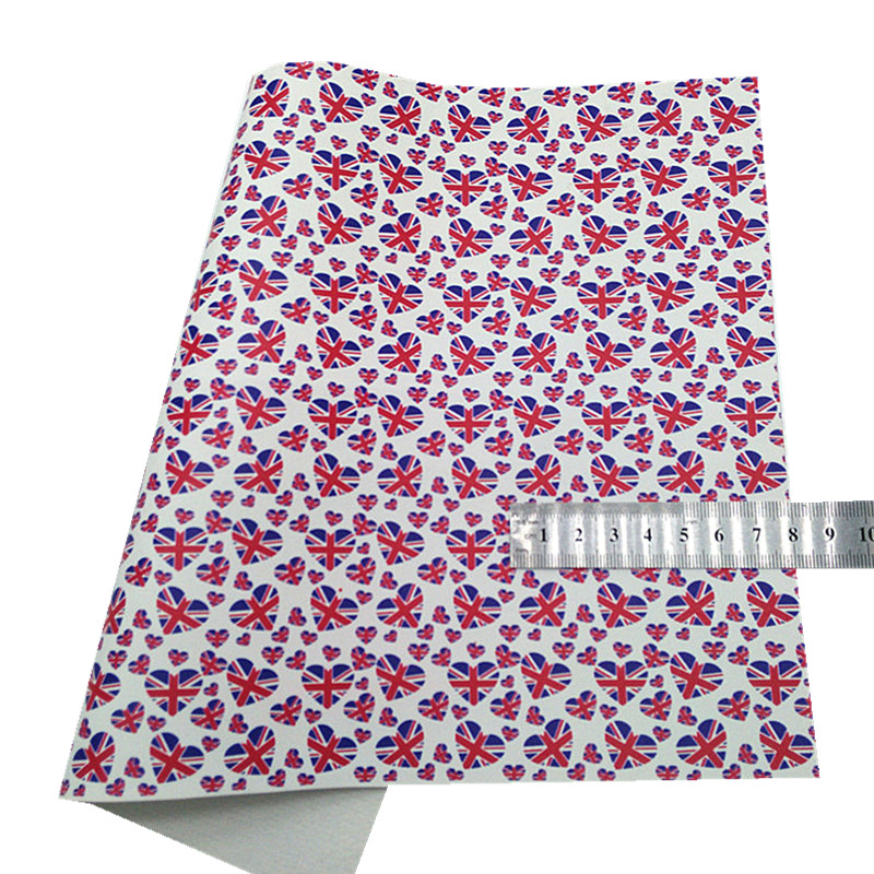 Description Picture 4 of itemRed Chunky Glitter Leather 4th July Stars hearts Printed Synthetic leather Stripes Custom Glitter Fabric For Bows 21x29CM Q995