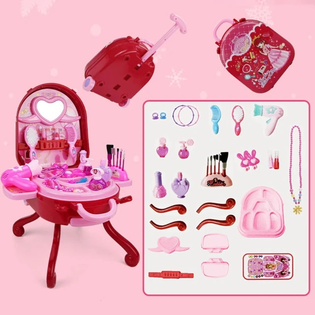 Em promoção! Miúdos Conjunto De Vaidade Princesa Maquiagem De Vestir Jogo  De Mesa C/espelho Para Meninas Brancas Hw64356wh