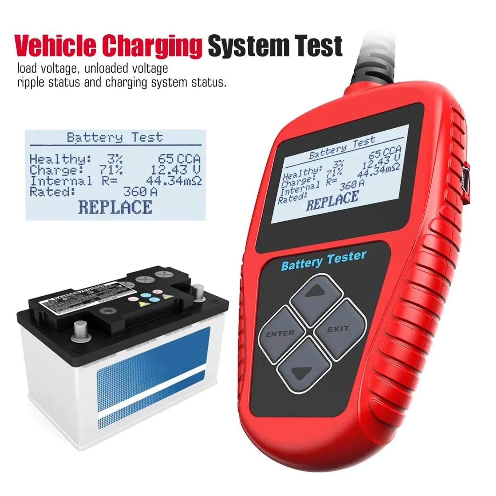 Compact Vehicle BA101 12V Automotive Battery Tester Bad Cell Test Tool