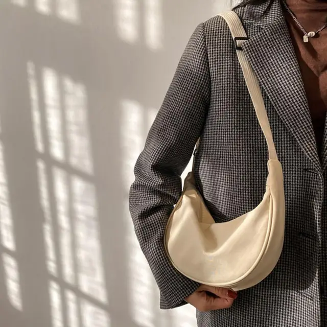 Yuanbang Women Wide Strap Crossbody Bag Leather Shoulder Sling Bag, Adult Unisex, Size: 1 Pack, White