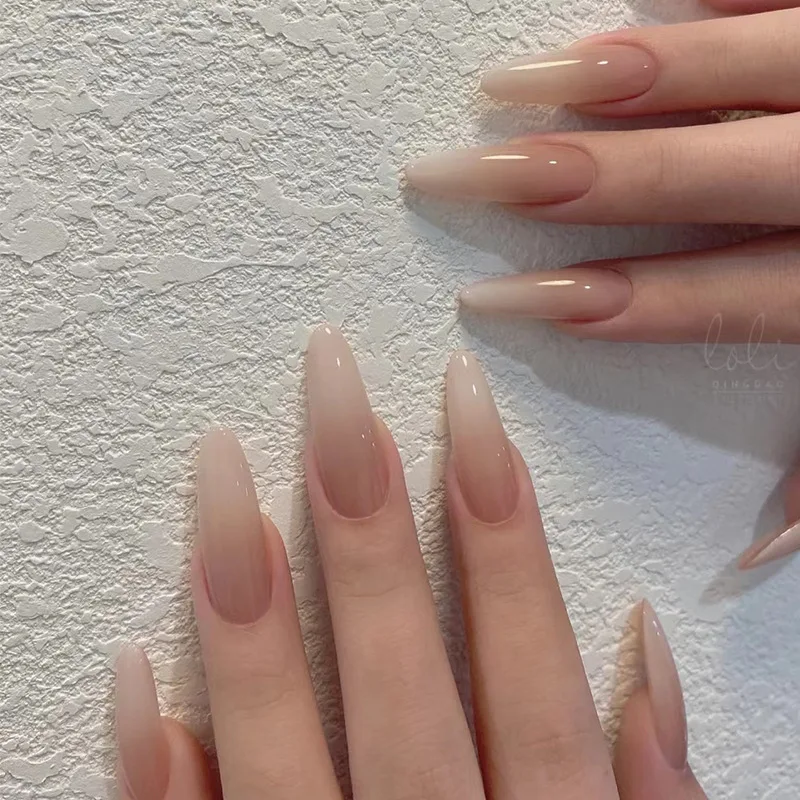 Best of 24Pcs / Set Khaki Gradient Wearable Fake Nails Long Ballet Glossy Press On Acrylic Nails Artificial Full Coverage Stick On Nails Reviews & Tips