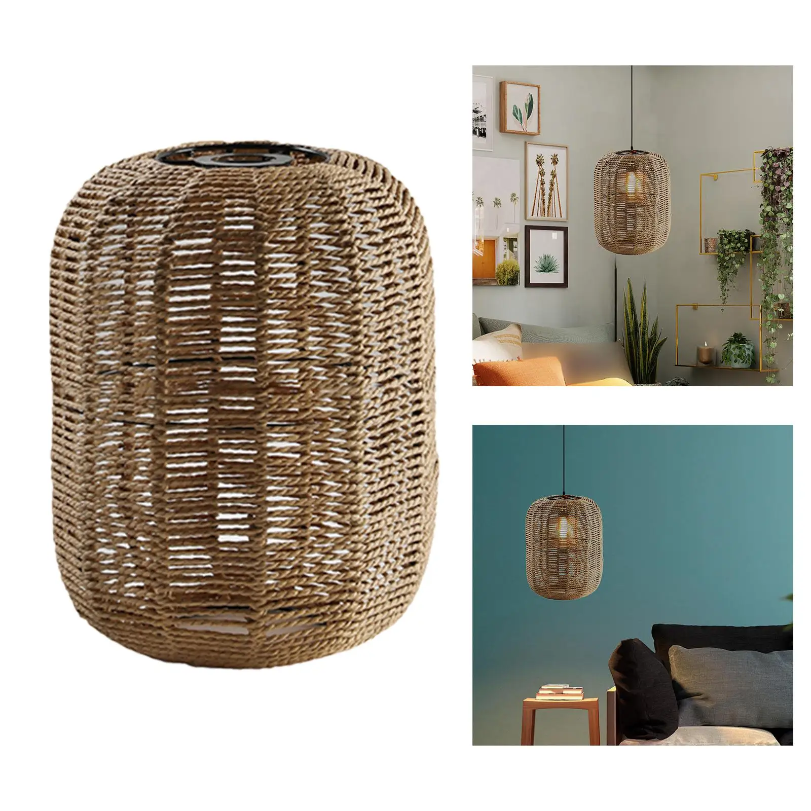 Boho Pendant Lamp Shade Woven Fixture Rope Ceiling Light Shade Chandelier Cover for Restaurant Hotel Bedroom Decor Teahouse