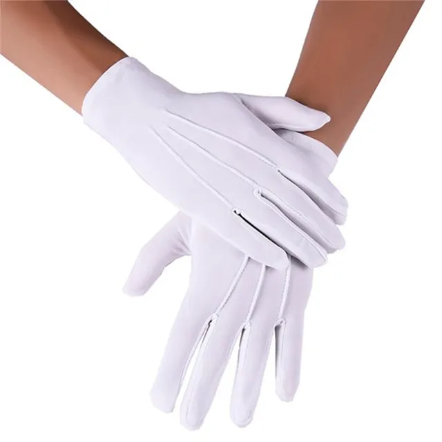 Lujosos guantes blancos de algodón de Papá Noel, tamaño adulto (1 par),  ultrasuaves, calidad premium, clásicos y elegantes, perfectos para fiestas