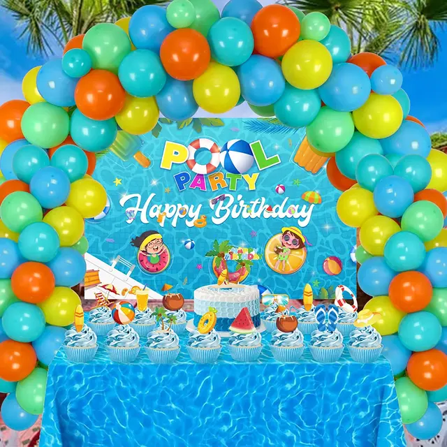 Summer Pool Party Decorações, Balão Kit Arco, bola de praia, Foil Balões,  Pizza Backdrop, Aniversário Suprimentos - AliExpress