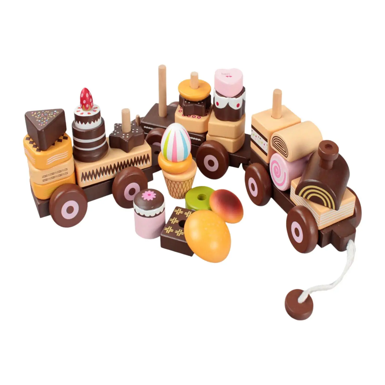 Montessori Train Cake Toys Pretend Play Developmental Food Accessories Early Educational for Preschool Toddlers Kids Gifts
