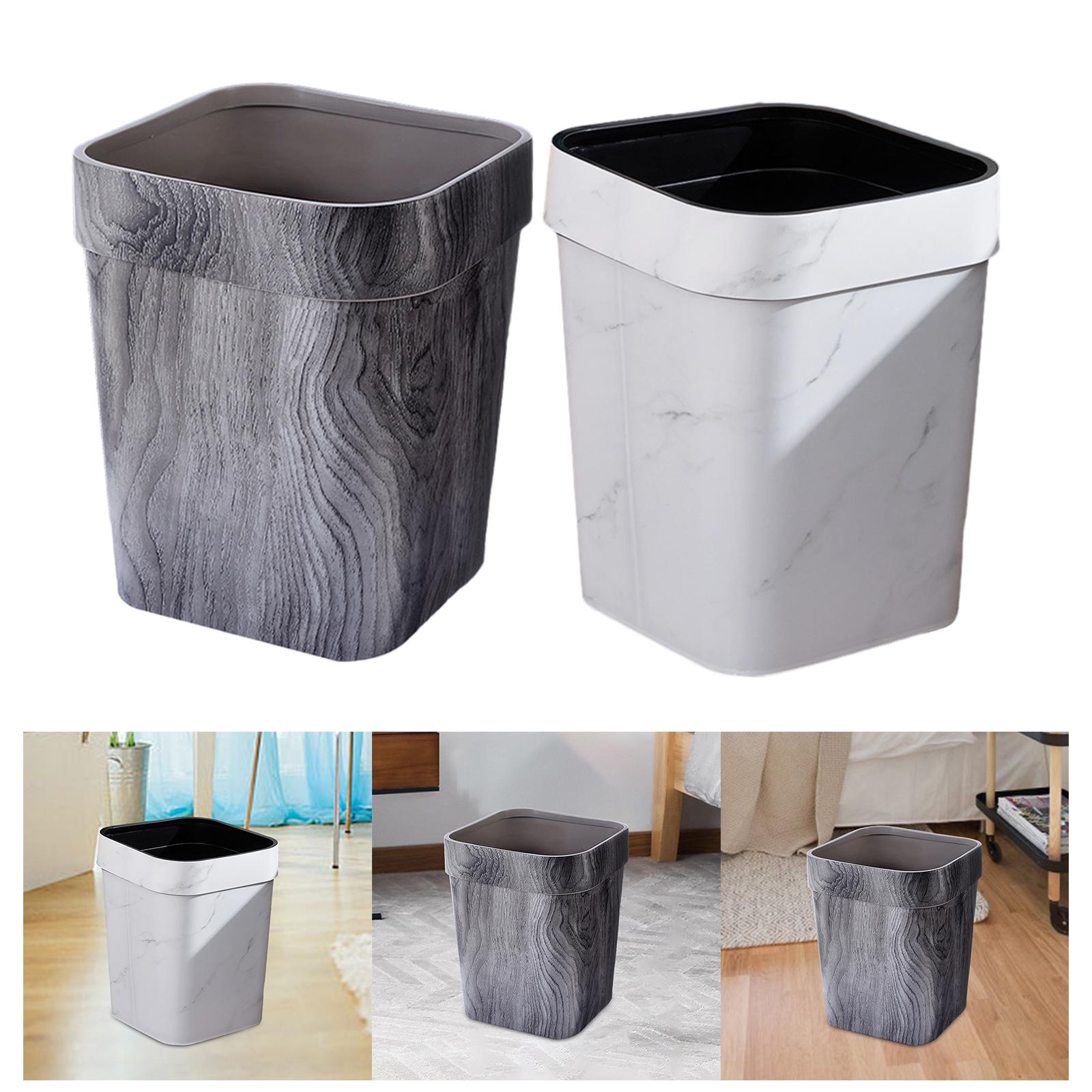 Small Bathroom Trash Can Square 14L Open Mouth Garbage Can Rubbish Bin Waste Basket for Toilet Living Room Home Office Kitchen