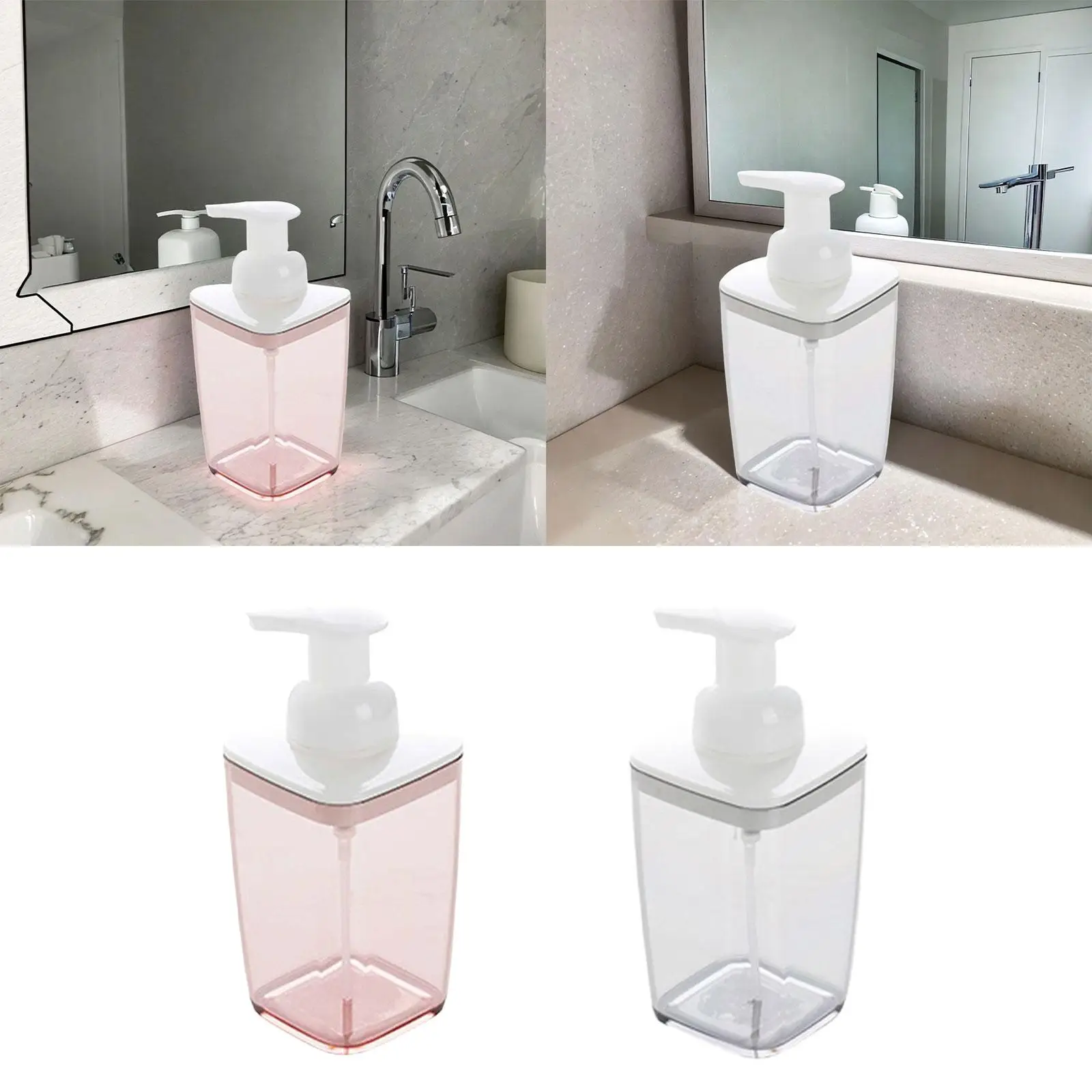 Empty Refillable Pump Bottle Portable Rich Foaming Clear Facial Cleaning Bubble Maker for Shower Room Vanity Countertop Restroom