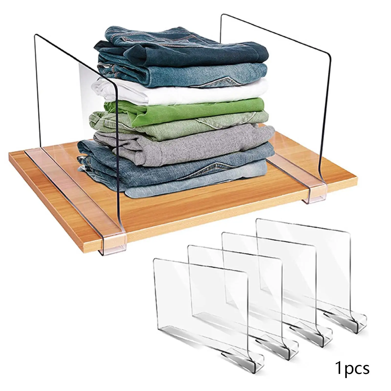Acrylic Shelf Divider Clear for Handbags Cabinets Wood Closet Separator