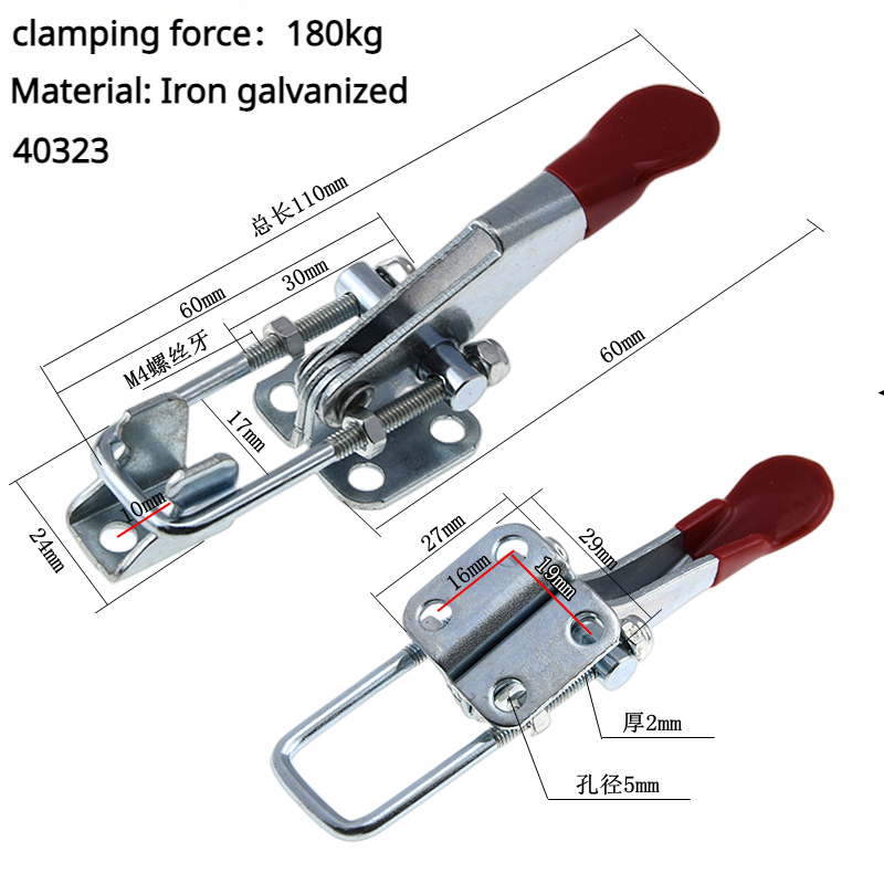 Aço inoxidável 304 galvanizado fixação rápida, Fivela