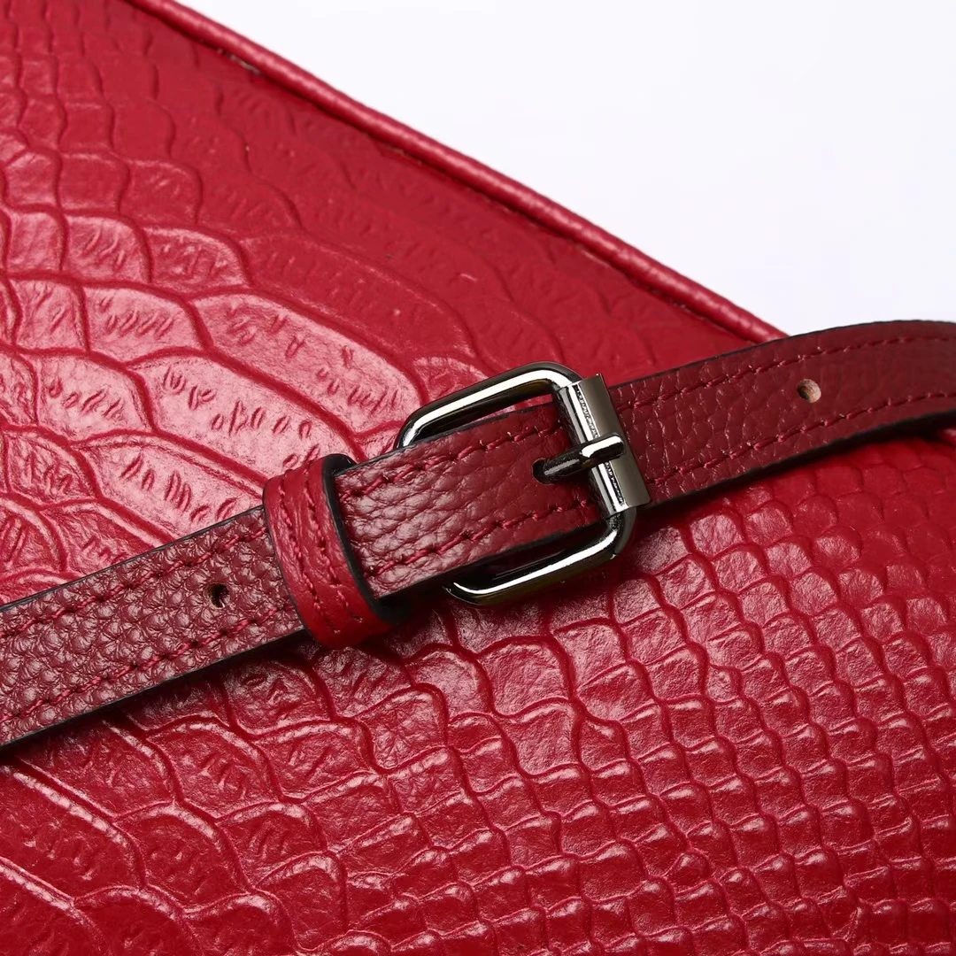 Blue Alligator Pattern Genuine Leather Women's Handbag