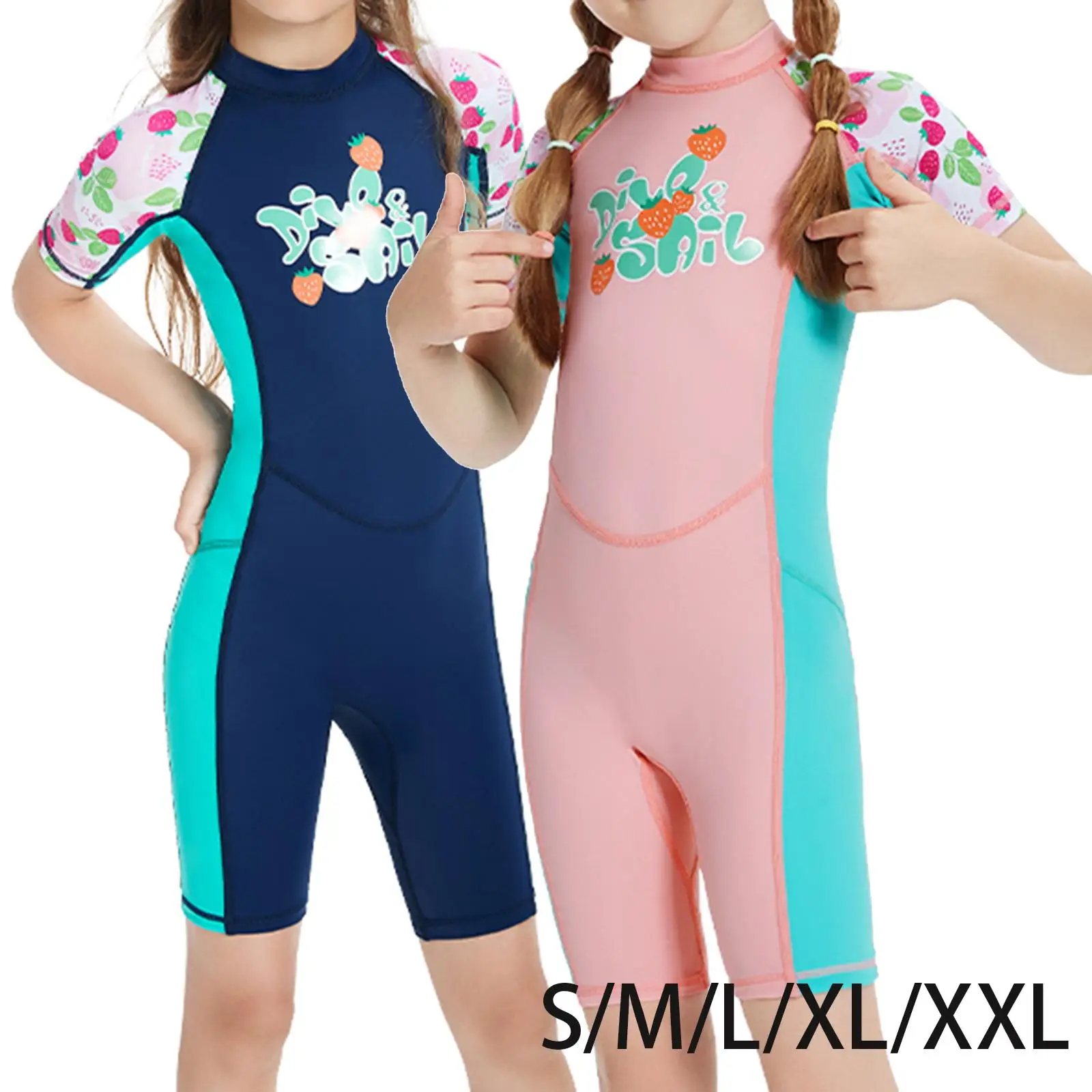 Kids Wetsuits Girls Boys Comfortable Sun Protection Short Sleeve Children Wet