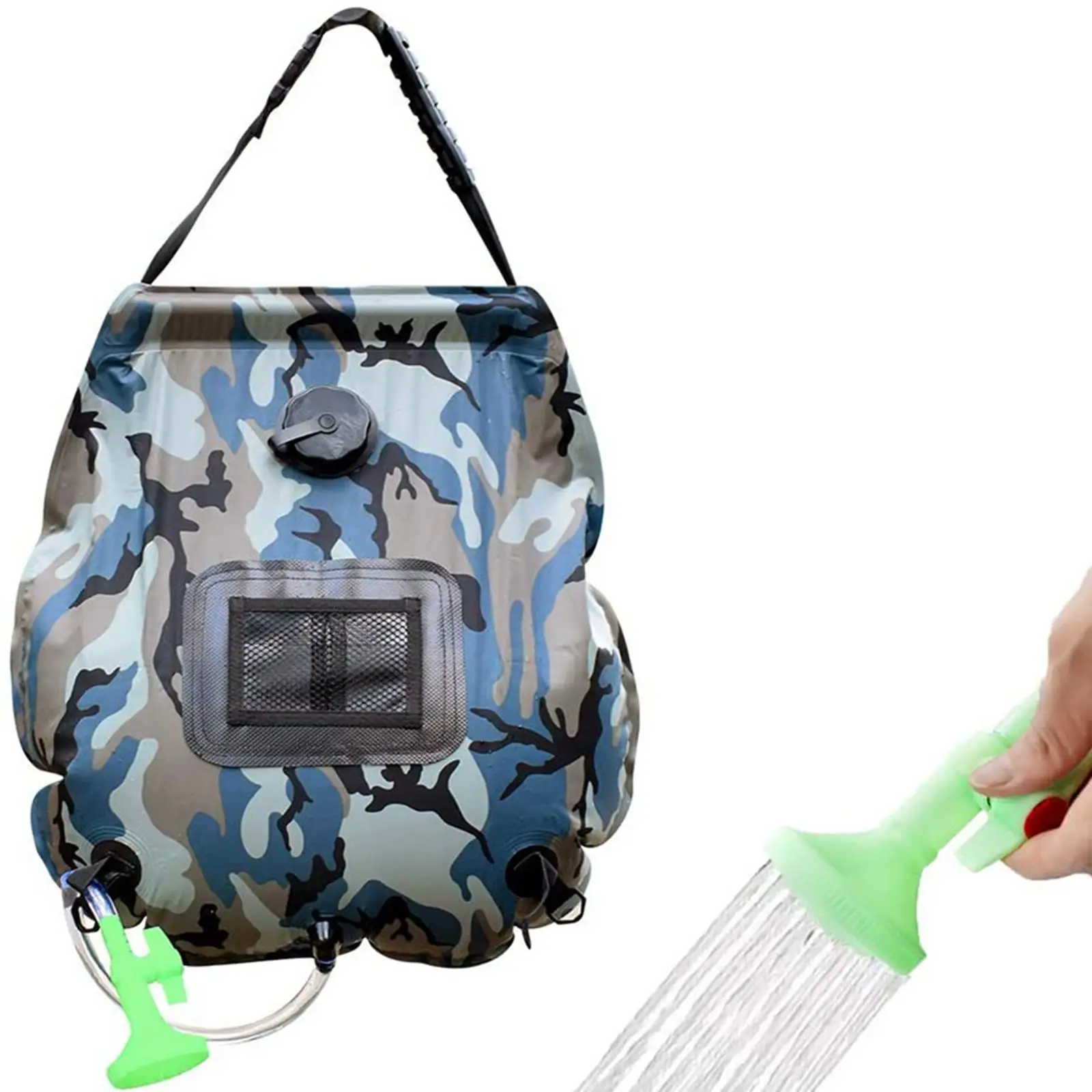20L Outdoor Camping Shower Bag Folding Water Storage with Removable Hose Heated
