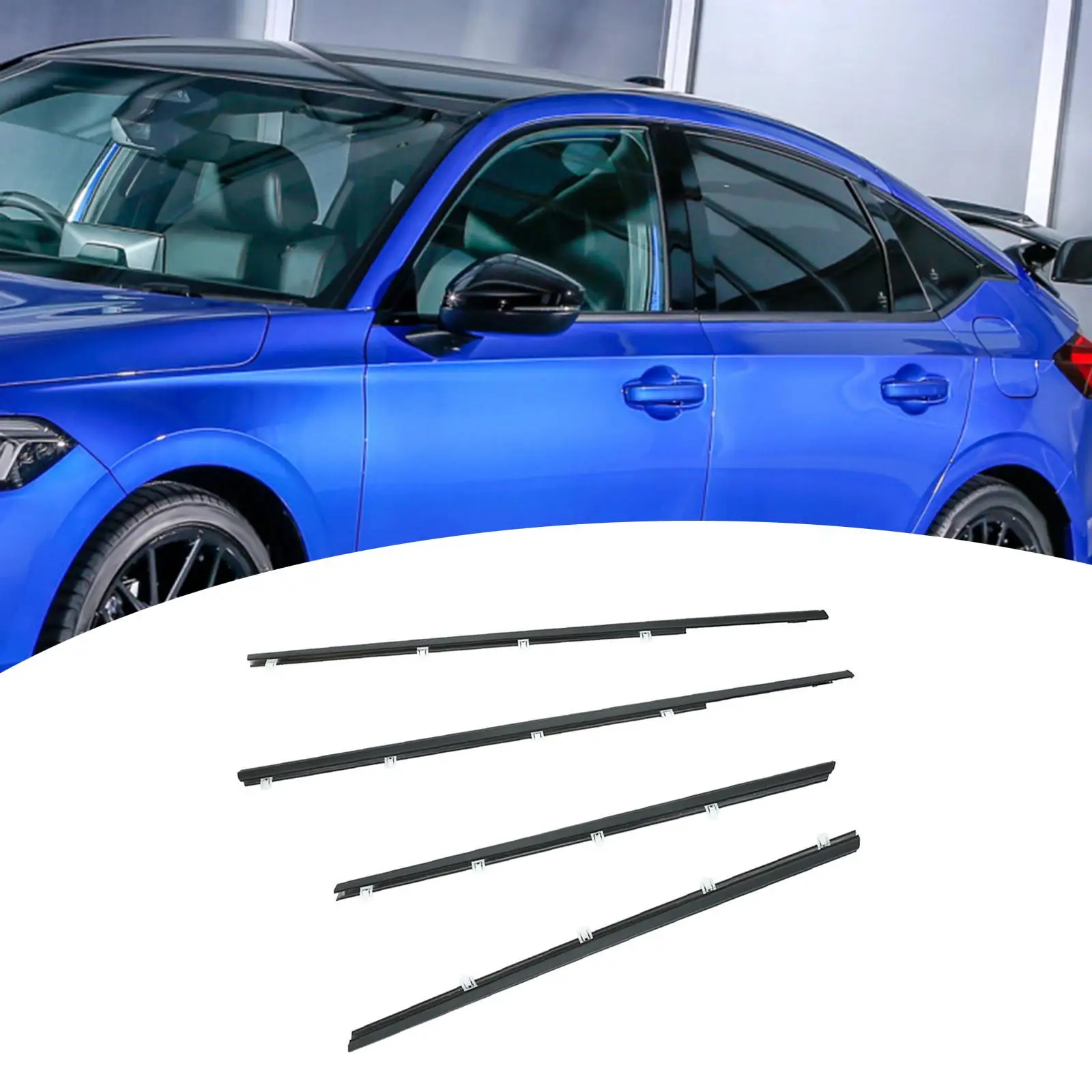 4Pcs Weatherstrip Window Seal 72950TR0A01 Fittings Automotive Easy to Install Accessory for Honda Civic 2012 2013 2014 2015