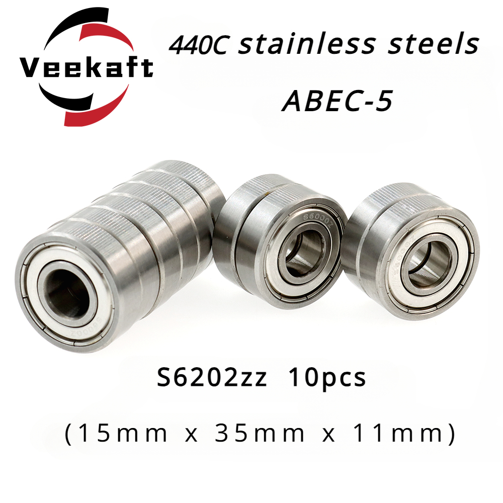 Description Picture 2 of itemVeekaft 440C Stainless Steel Small Deep Groove Ball Bearings S6202zz 15mmx35mmx11mm of 10pcs