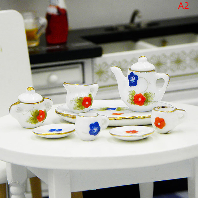 1:12 Scale Miniature Porcelain Tea Cup Model Set Tableware Kitchen  Dollhouse Teapot Accessories DIY Toys - AliExpress