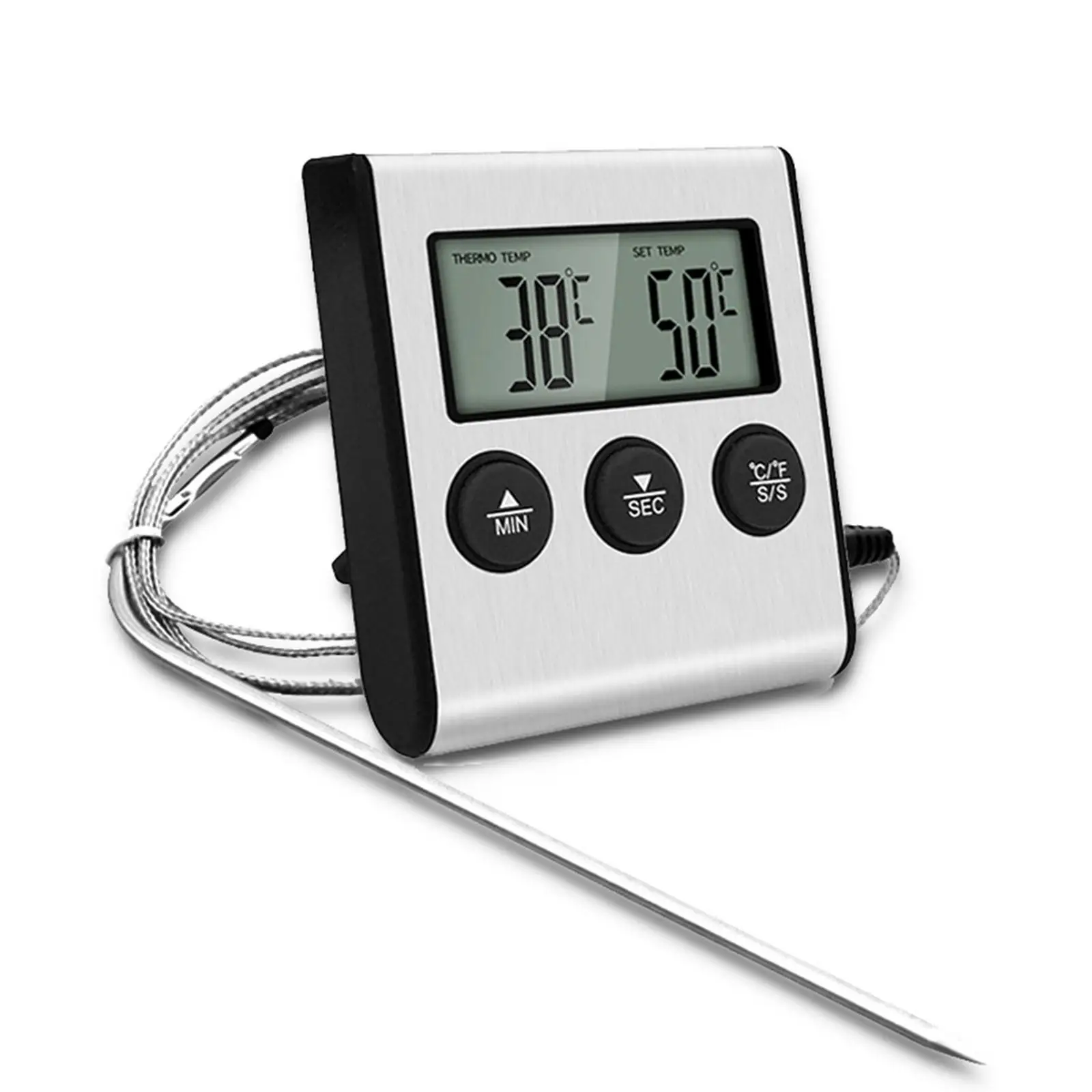 Protable Meat Thermometer Electronic for Smoker Grill Oven BBQ Clock Timer