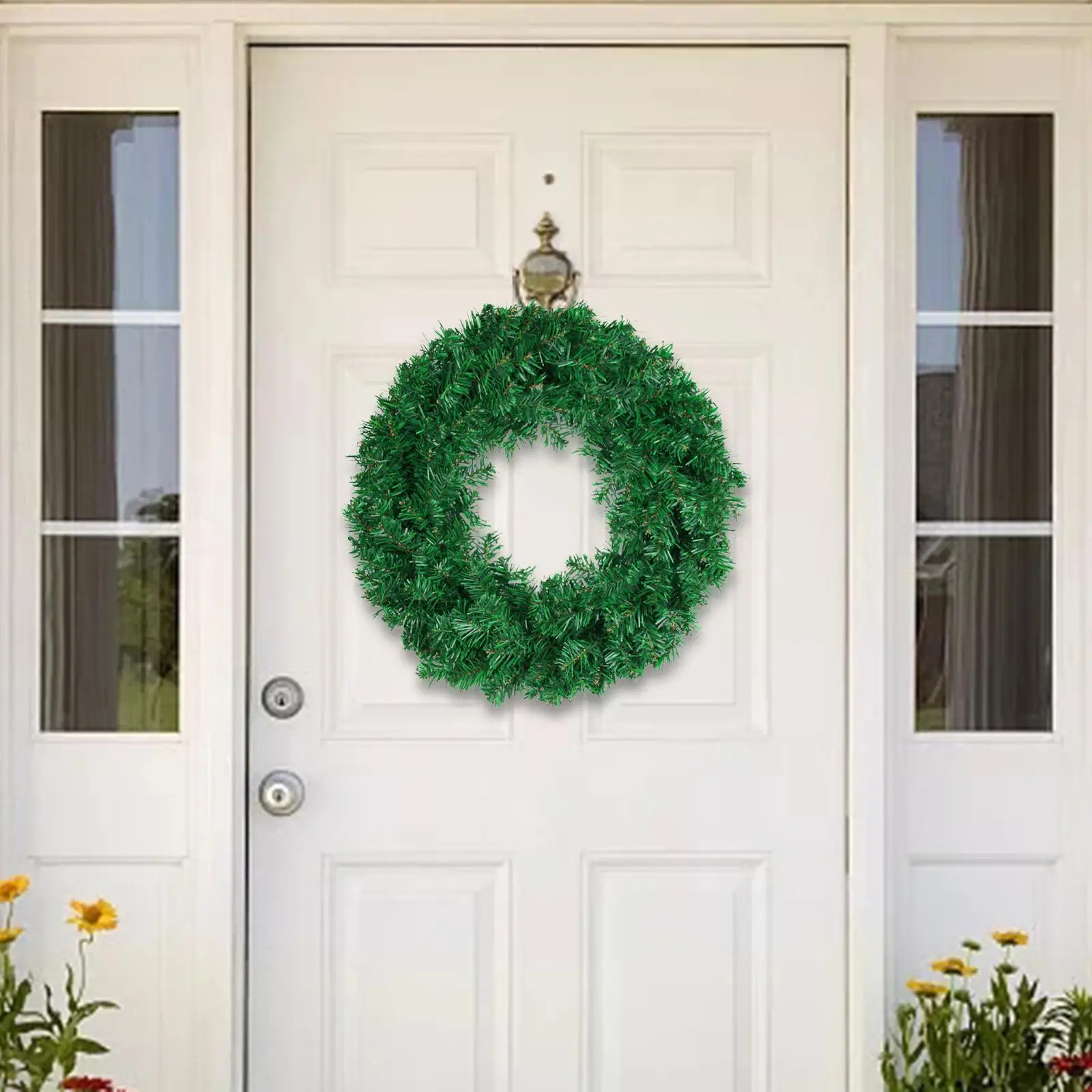 Front Door Wreath Green DIY Garland Durable PVC and Iron Wire Accessories Multifunctional Stylish for Hotels, Shopping Malls