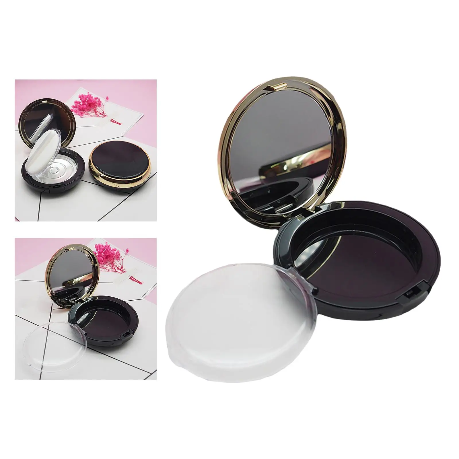 Empty Cosmetic Pressed Plastic Makeup Eyeshadow Highlights Storage Jar Lipbalm Compact Case