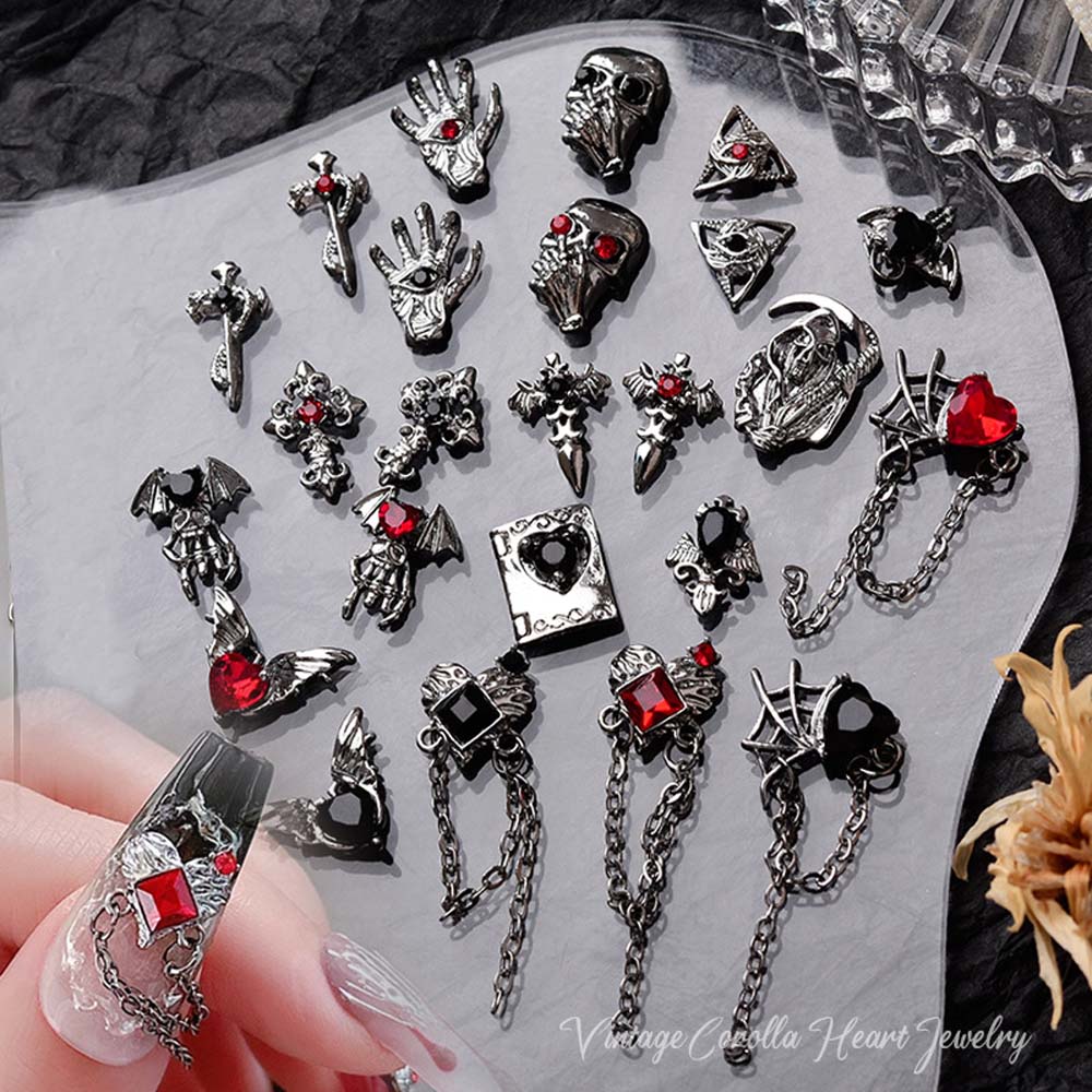 Best of 10pcs Alloy Gothic Punk Style Nail Charms 3D Chrome Skeleton Cross Heart Spider Nail Decoration DIY Halloween Nail Accessories Reviews & Tips