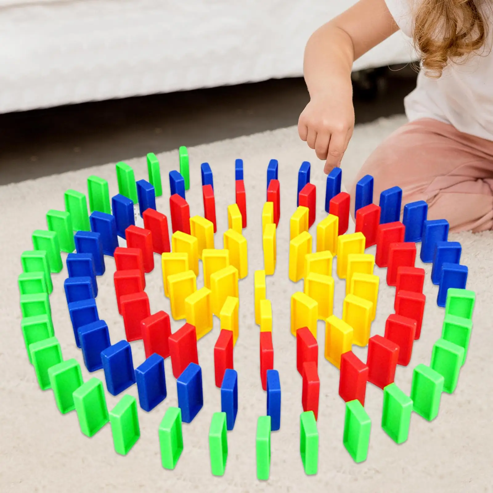 100x Colorful Dominoes Blocks Building Stacking Game Family Games for Kids Girls Boys Toddler Creative Gifts