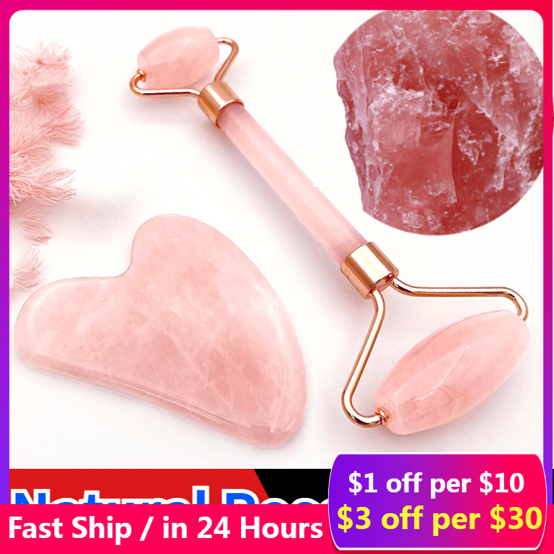 Best of Rose Quartz Powder Crystal Jade Roller Massage Spa Natural Pink Face Massagers Gua Sha Natural Stone Gua Sha Tools Face Gua Sha Reviews & Tips