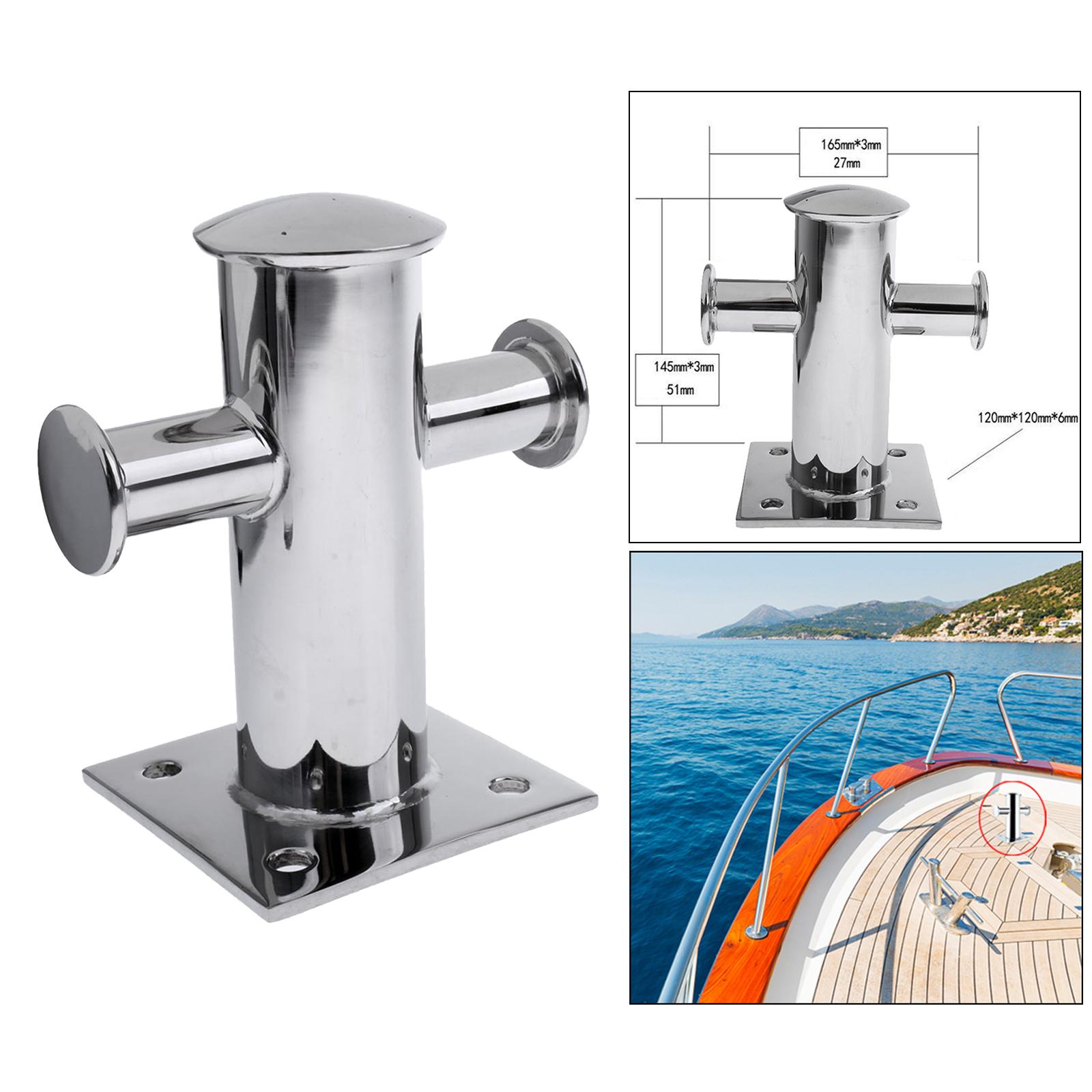 Single Mooring Bitt Cross Bollard Cleat with Base Plate for Boat Replace 1pc