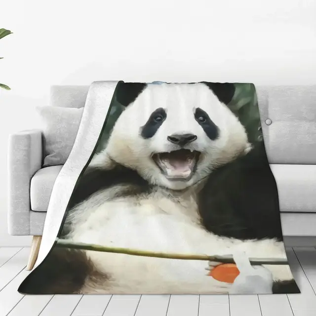 Fu Bao Fubao Panda Animal Blanket Plaid Flannel Fleece Throw