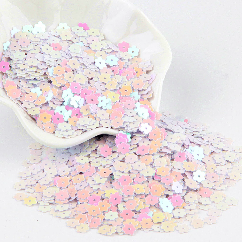 Blumen-Pailletten, 6 mm, flache PVC-Pailletten, lose Lentejuelas für Handarbeiten, Basteln, Nähbeschläge, Modeschmuck, 10 g/Menge – Detail 12