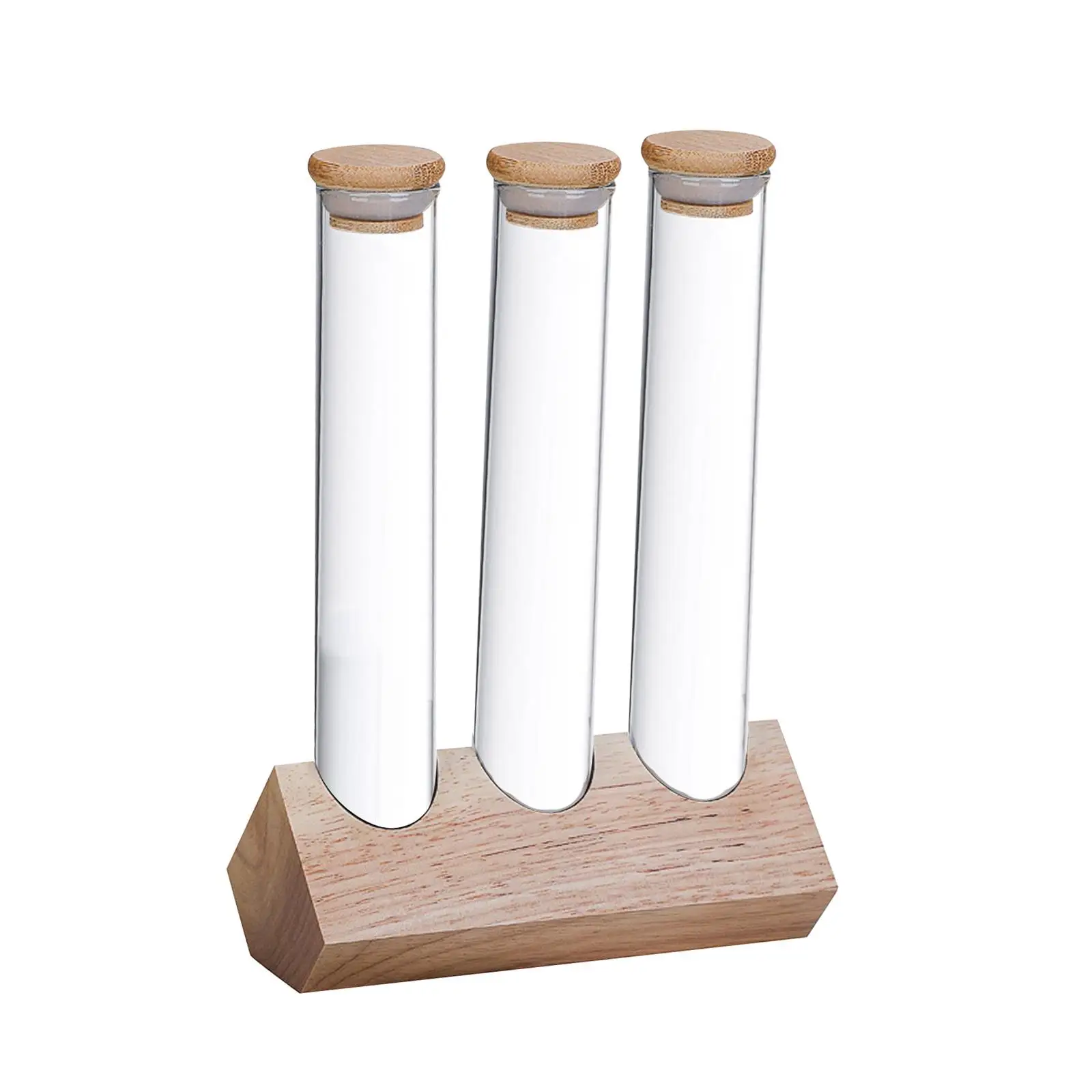 Glass Test Tubes with Holder Rack Transparent with Lid Sealed Canister Tank for Kitchen Sweets Sugar Tea Spices