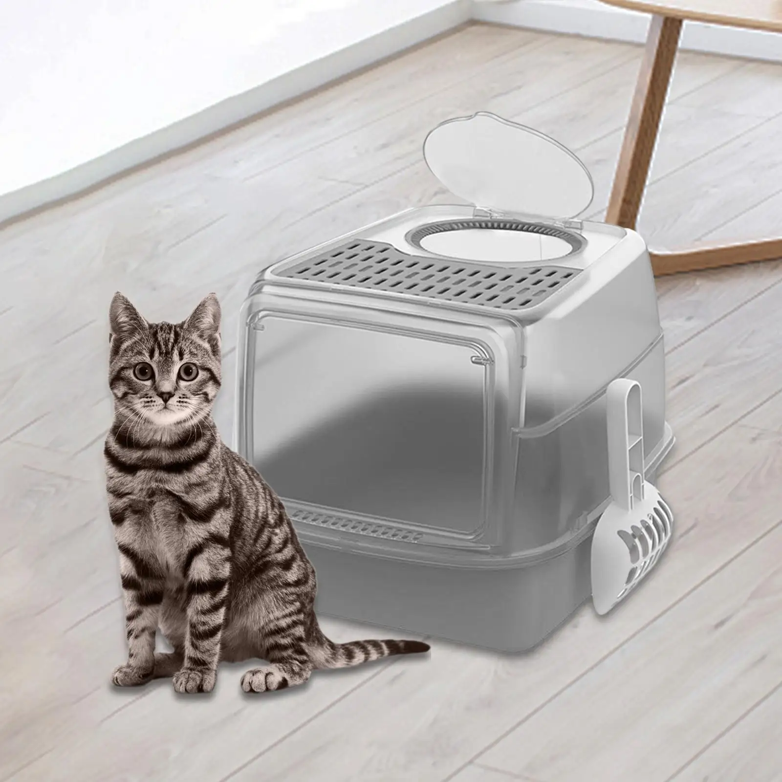 Hooded Cat Litter Boxes with Scoop Large Spacious Easy Access Pet Accessories Privacy Anti Splashing Cat Toilet Pet Litter Boxes