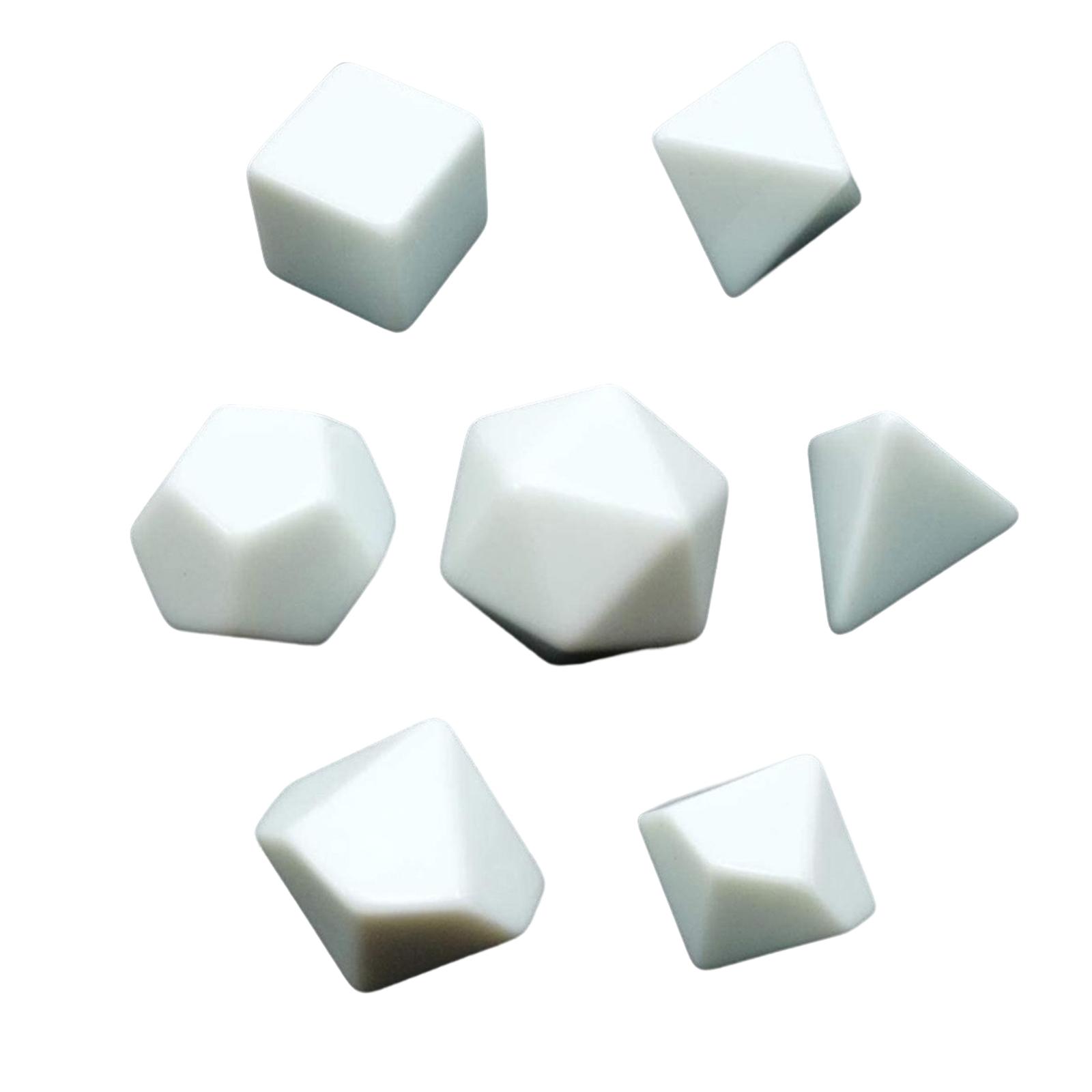 7Pcs Acrylic Empty Dices Polyhedral RPG Dices Set for Classroom Board Game, DIY Sticker, Dices Making, Party Supplies