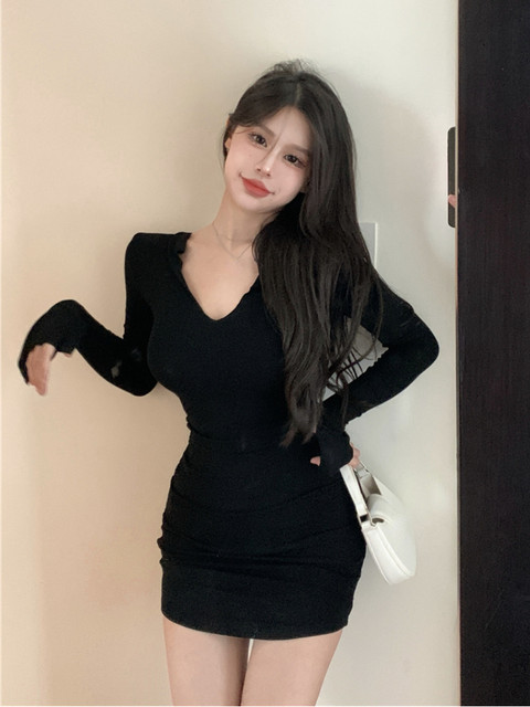 Korean One Piece Dress Women | Korean Clothing Women | Long Sleeve