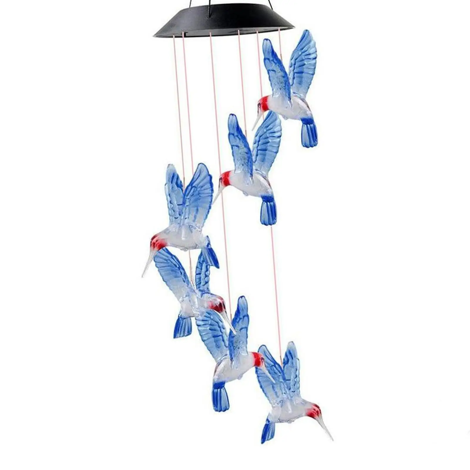 Solar Powered Wind Chimes Light Props LED Hummingbird for Yard Outside Porch