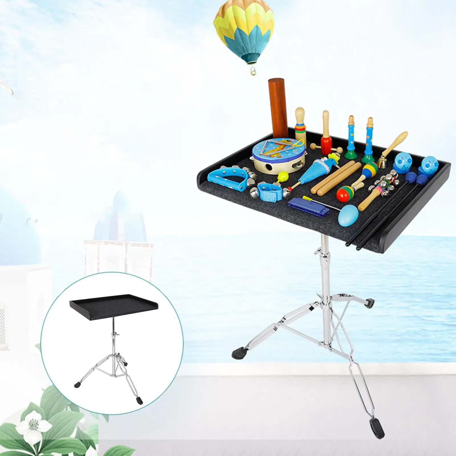 Percussion Table DJ Laptop Drum Percussion Instrument Tray Adjustable Drum Stool