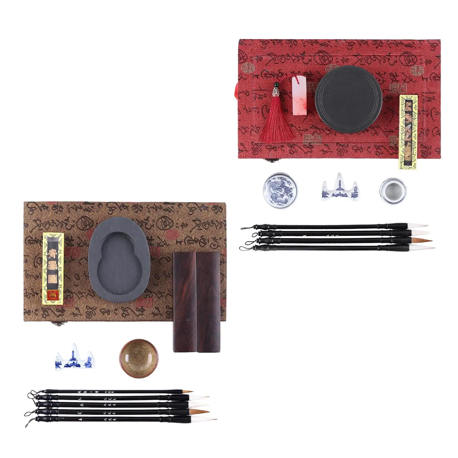 11Pcs Traditional Calligraphy Writing Brushes Set, Painting Drawing Practice Ink for Chinese Adults Boys Girls Chinese Gifts