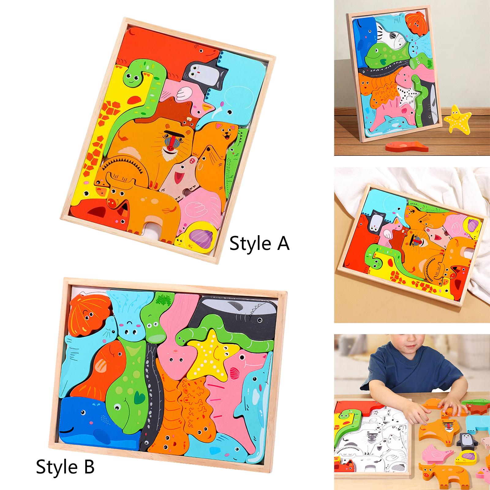 Wooden Animal Puzzles Early Leaning Education Toy Animal Jigsaw Puzzles for Boy Children