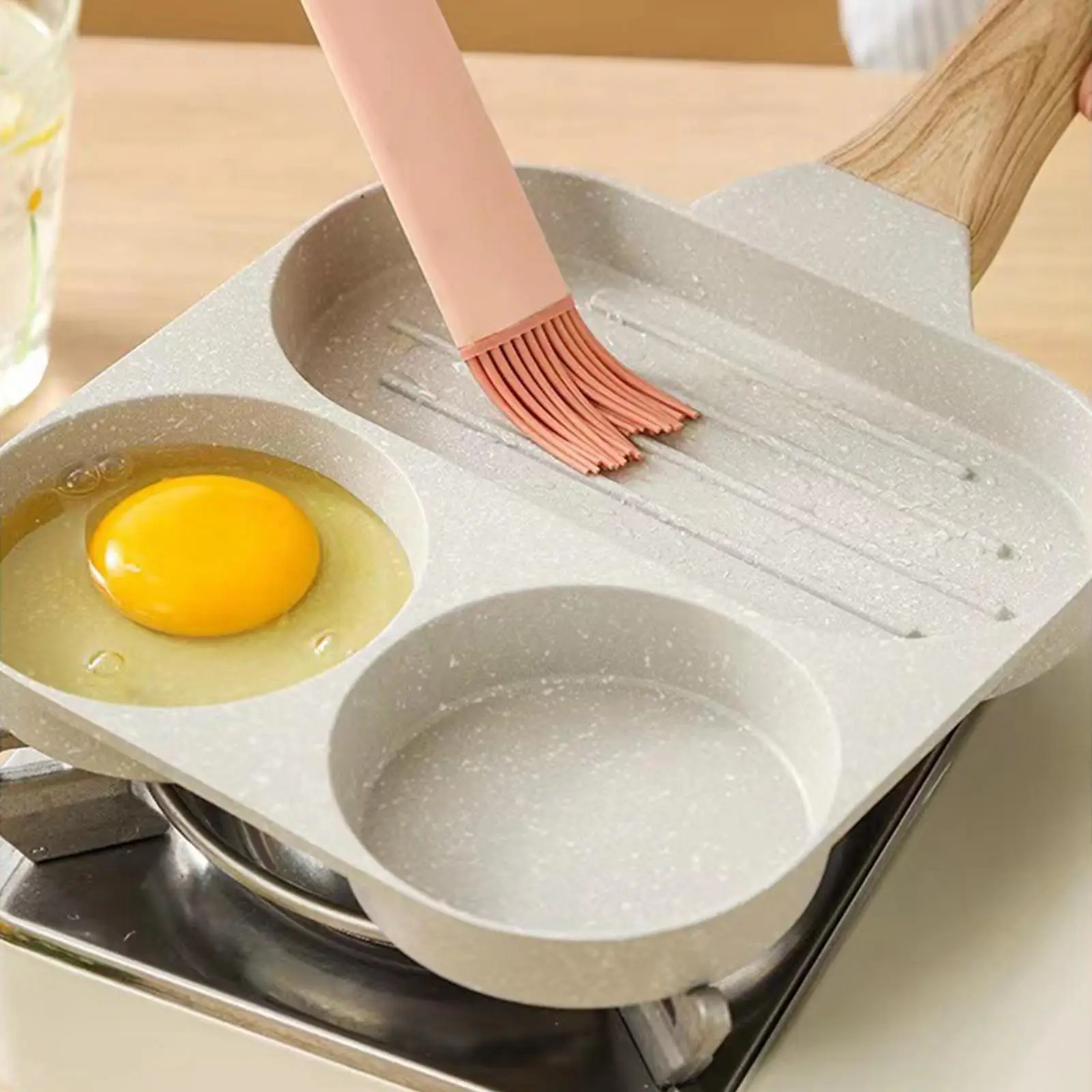 Multi Sectional 3 Section Pancake Pan Sectional Skillet Easy Cleaning for Pancake