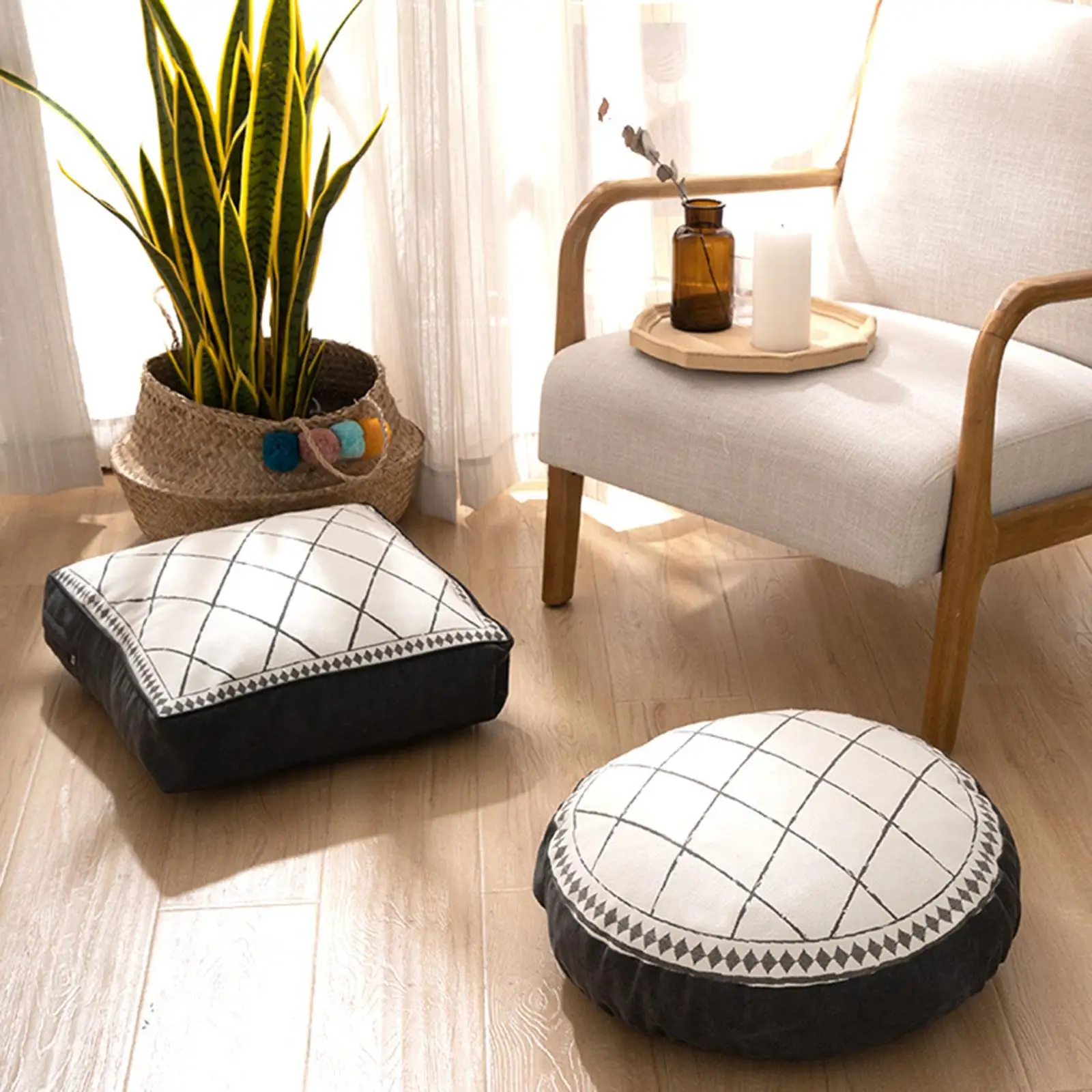 Large Pouf Cover Living Room Decoration Ottomans Footstools Textured Unstuffed Ottoman Pouffe Cover Patio Seat Cover Foot Stool