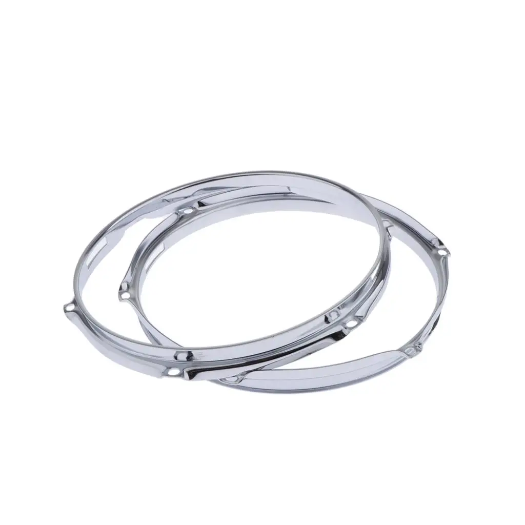 2 Pcs Premium Alloy Steel Snare Drum Hoop Rim 10 inch 6 Holes 1.5mm