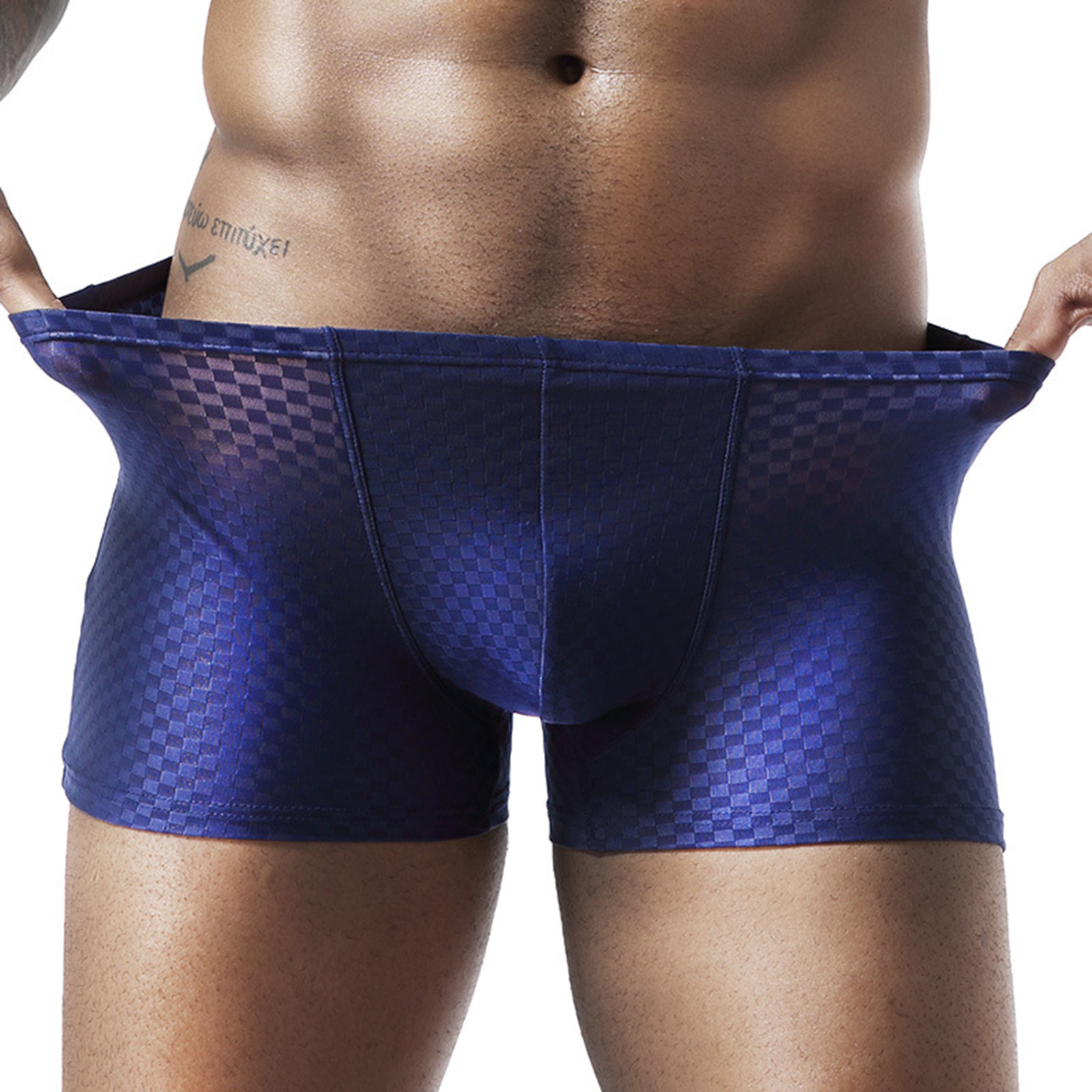 Title 2, Boxer en soie glacée transparente pour homme, s...