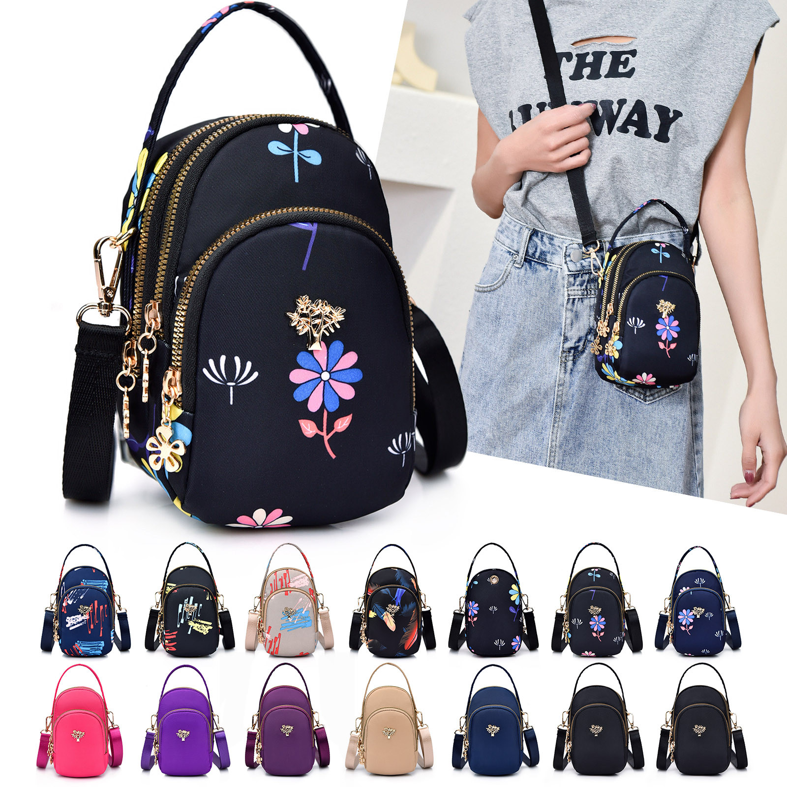 sacos de ombro pequenos náilon mulheres sacos de telefone móvel mini feminino mensageiro bolsa senhora carteira nova feminino crossbody saco em estoque