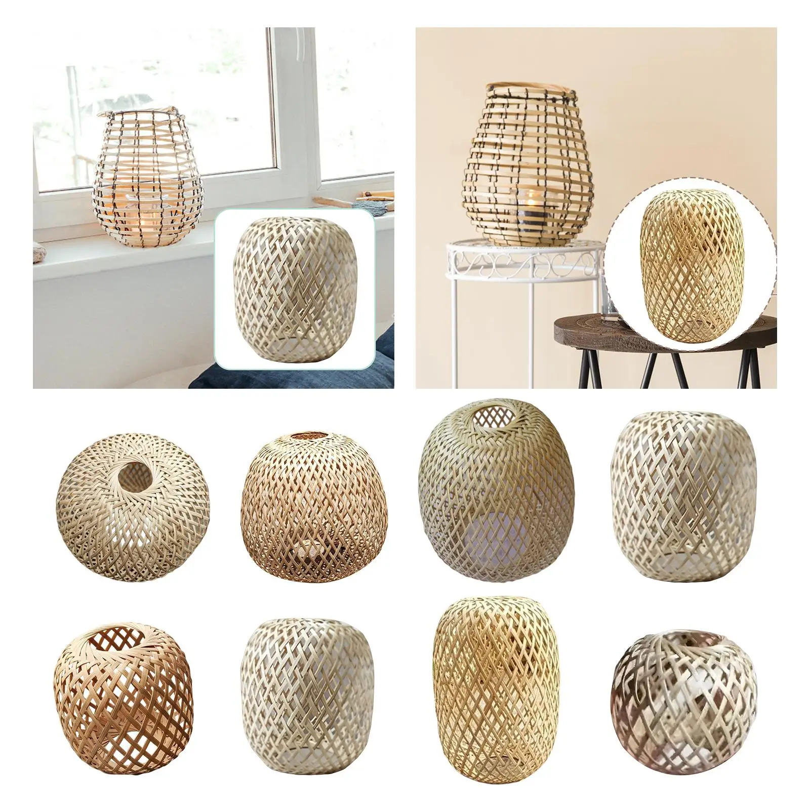 Pendant Lamp Shade Handmade Weave Bamboo Woven Lampshade for Kitchen Island