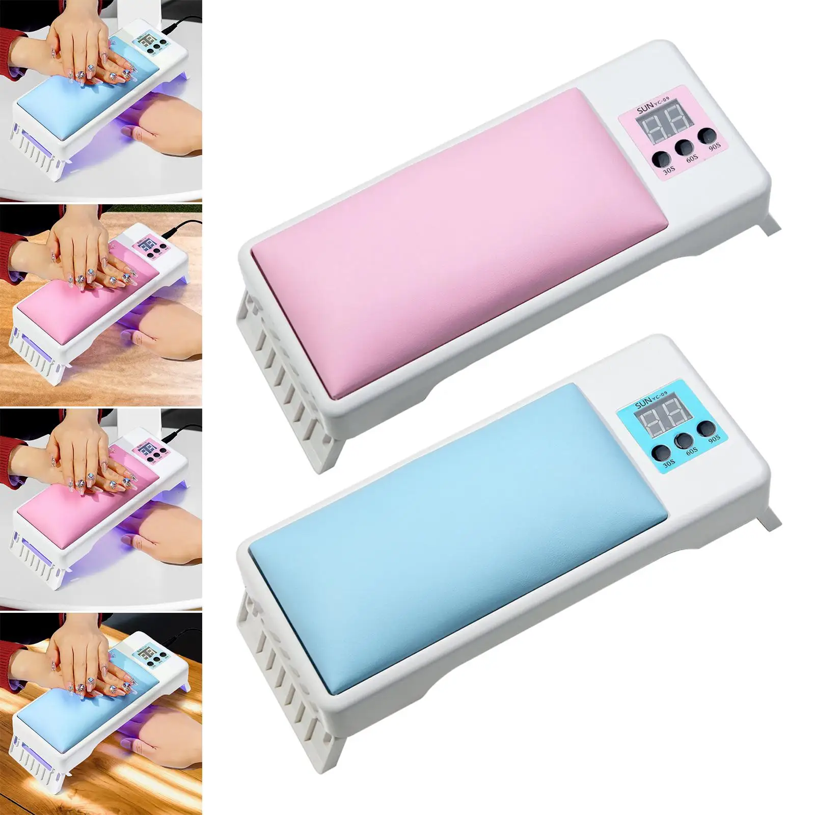 Nail Arm Rest Pillow with LED Nail Dryer for Nail Salon Home DIY Fingernails Toenails Use