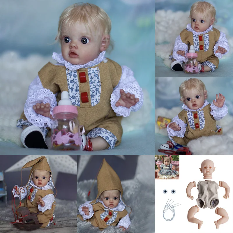 12Inch Mini Reborn Kit Elf FLO Unfinished Vinyl Kit Unpainted DIY Blank Reborn Baby Doll Parts with Cloth Body