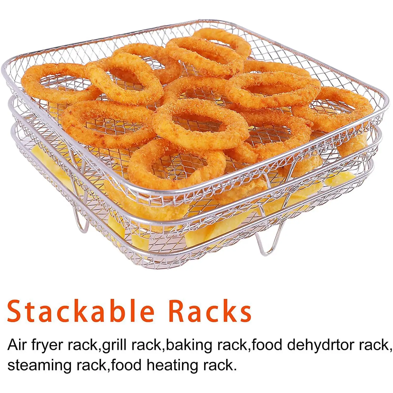 Three Layer Stackable Rack Air Fryer Accessories Easy Clean Stand for Fruits