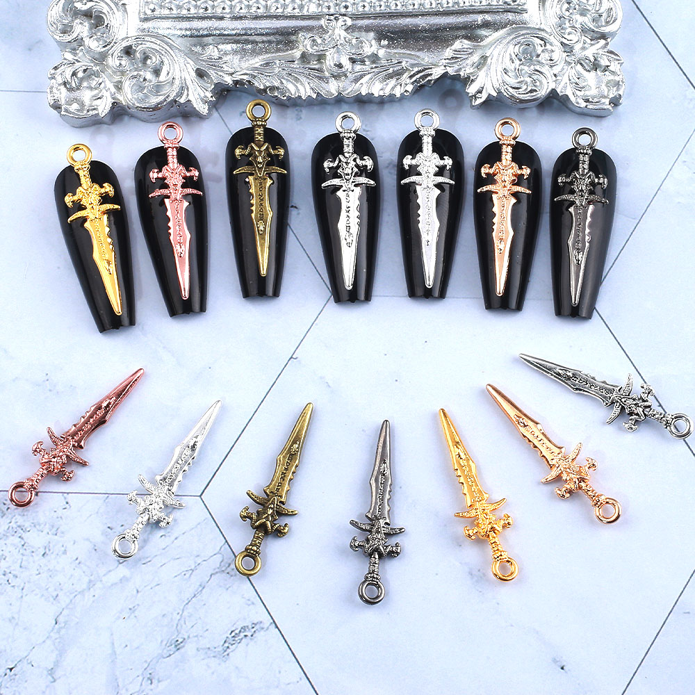 Best of 20pcs Alloy Nail Art Charm 3D Metal Alloy Large Sword Knife Weapons Nail Jewelry DIY Chinese Kung Fu Weaponry Nail Accessories Reviews & Tips