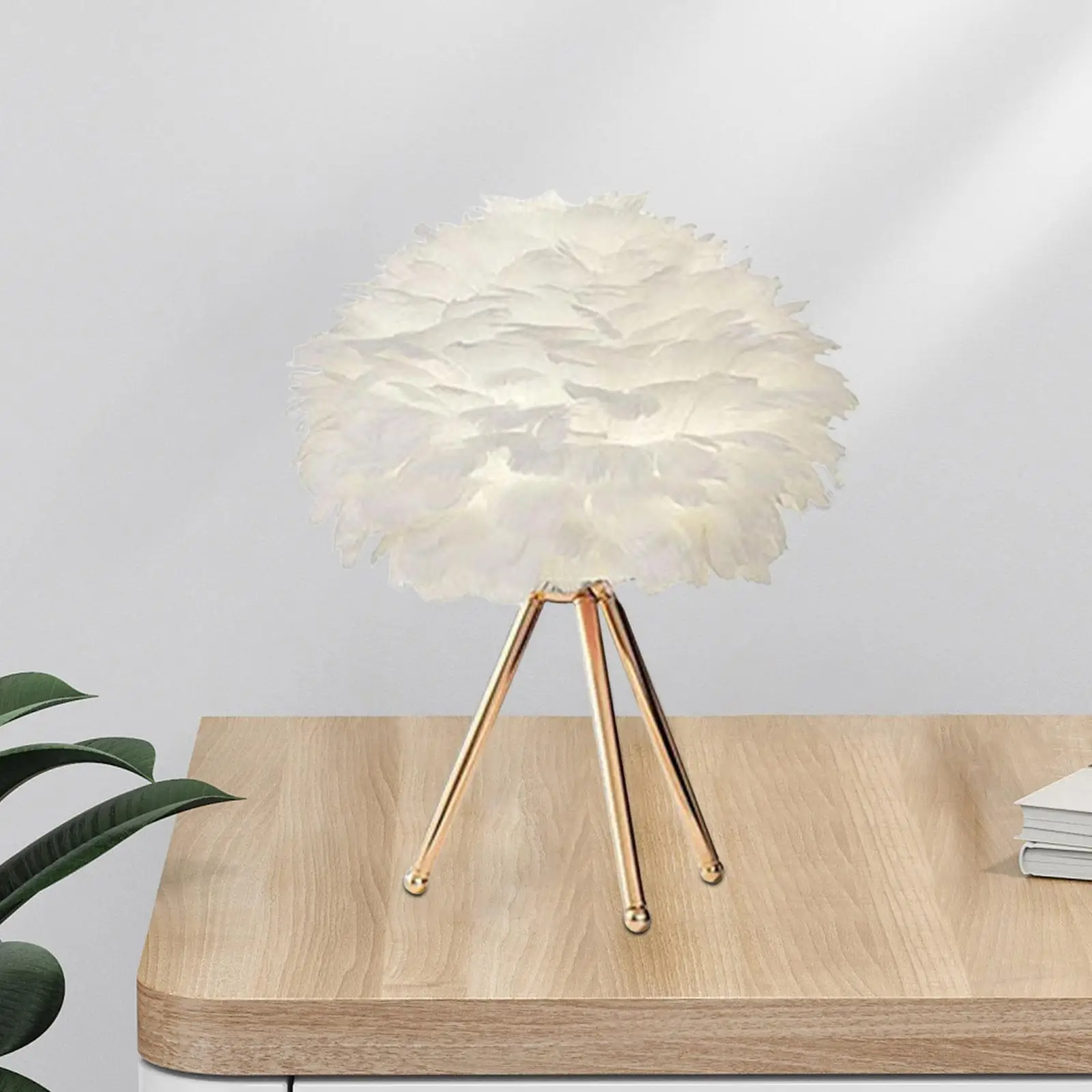 Modern Feather Table Lamp Desk Light Romantic Lighting Creative Atmosphere Light Reading Lamp for Study Room Bedroom Home Decor