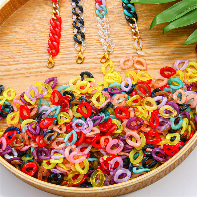 1 strip 8X13MM Oval colorful acrylic plastic chain links accessories for  DIY necklace earring Bracelet jewelry making findings - AliExpress