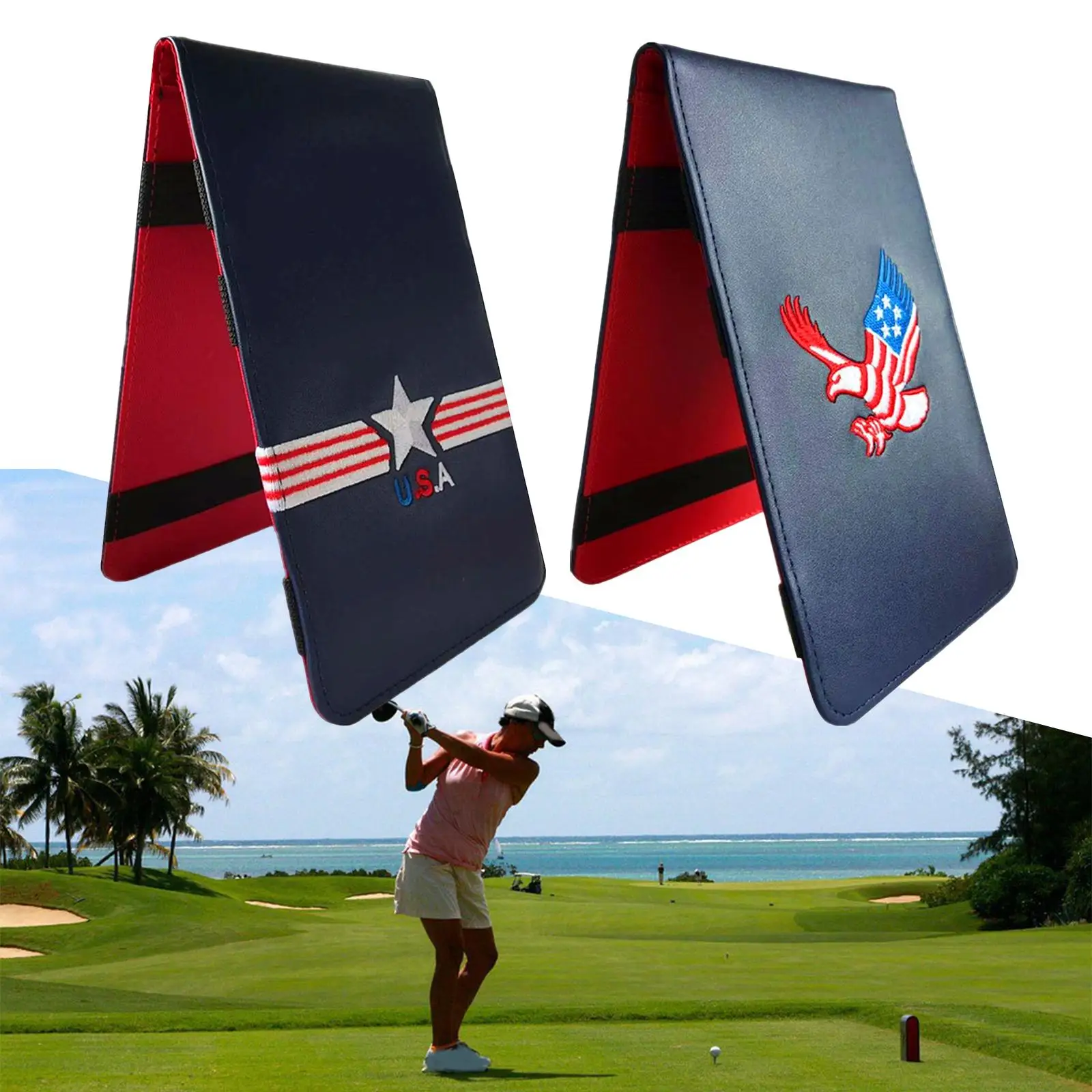 Golf Scorecard Holder High Quality PU Leather Yardage Holder Cover Compact Versatile