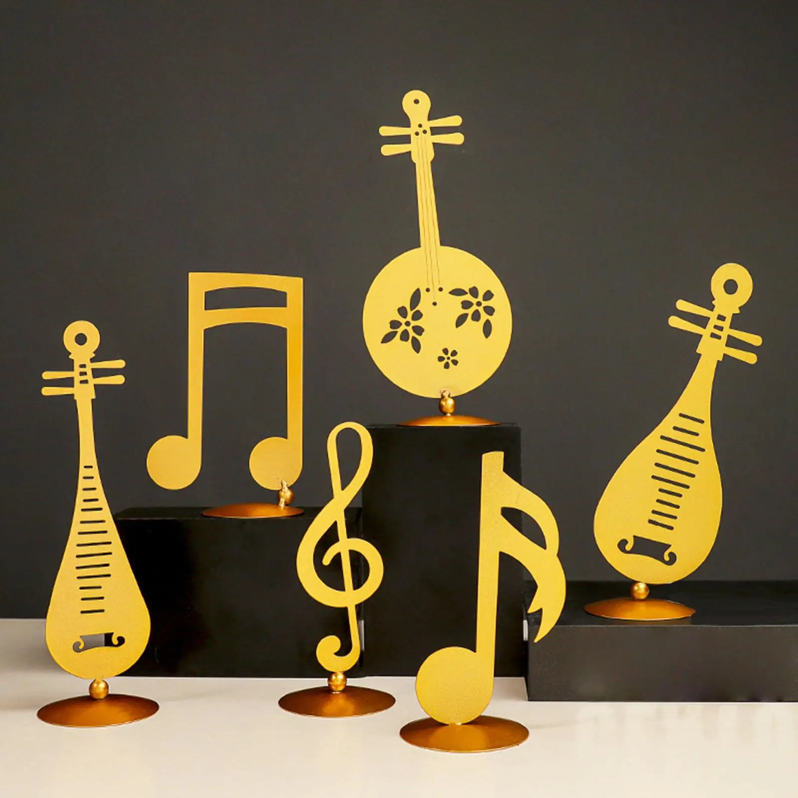 Golden Musical Note Statue Crafts Sculpture Figurine Tabletop Music Note Ornament for Home Cabinet Bedroom Decor Gifts Souvenirs